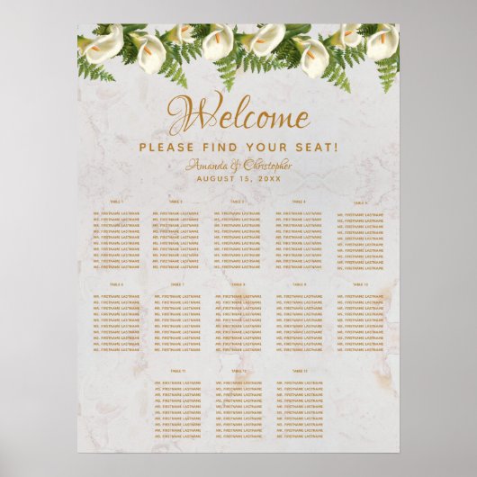 Poster 13 Table Mariage Marbre Plan de Table Calla Lilies (Devant)