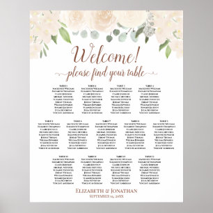 Poster 13 Table Roses Pêche Pâle Mariage Plan de Table
