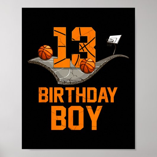 Poster 13e anniversaire de basket-ball Jersey 13 ans Boy  (Devant)
