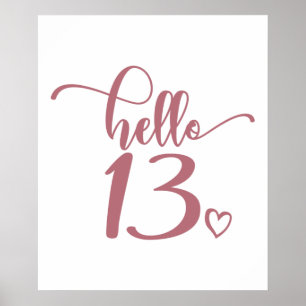 Poster 13e anniversaire Femmes Bonjour 13 mignonnes 13 an