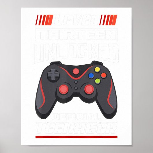 Poster 13e anniversaire garçon adolescent jeu d'anniversa (Devant)