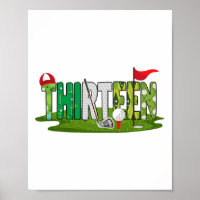 13e Anniversaire Golf Thème 13 ans Enfants Sport P