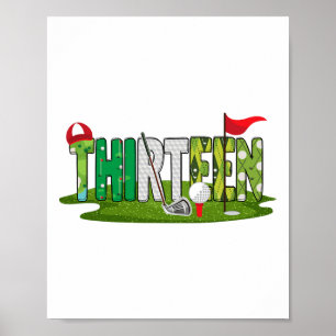 Poster 13e Anniversaire Golf Thème 13 ans Enfants Sport P