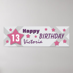 Poster 13e anniversaire Star Banner PINK PURPLE SILVER V1