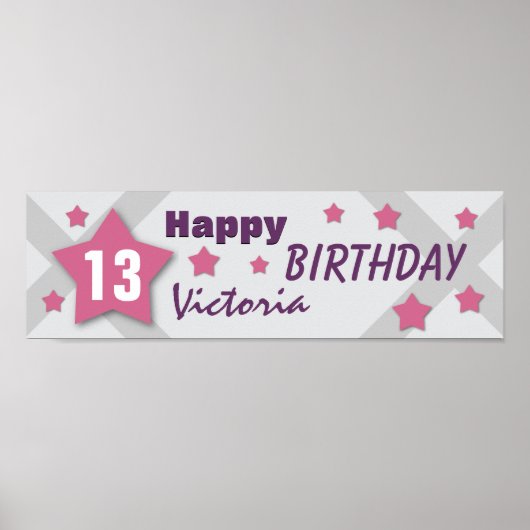 Poster 13e anniversaire Star Banner PINK PURPLE SILVER V1 (Devant)