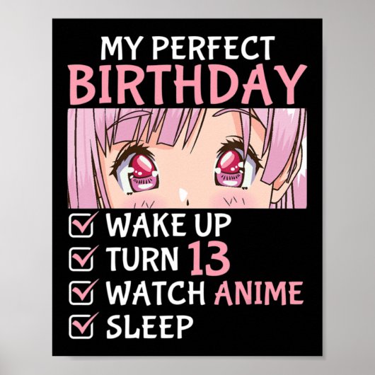 Poster 13e anniversaire Veille Anime 13 ans Anime Ado (Devant)
