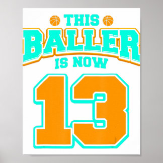 Poster 13e Chemise Anniversaire Pour Garçons Basketball 1
