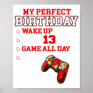 Poster 13ème Anniversaire Joueur Pour Garçons Jeu Parfait