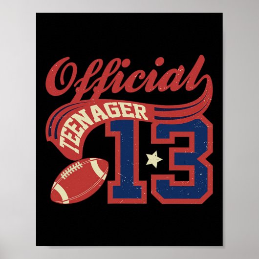 Poster 13th Birthday Boy Official Teenager 13 Yrs Old Foo (Devant)