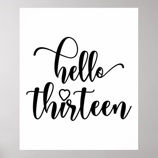 Poster 13th Birthday Women Hello 13 Cute 13 Years Old (Devant)