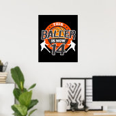 Poster 14 Ans Basketball Enfant Fils cadeau (Bureau à domicile)