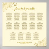 Poster 14 Table Gold Frills Mariage Seating Chart Cream (Devant)