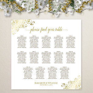 Poster 14 Table Ornements Dorés Plan de Table de Mariage