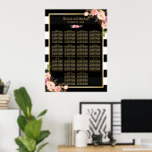 Poster 14 Tableaux Mariage rose floral (Bureau à domicile)