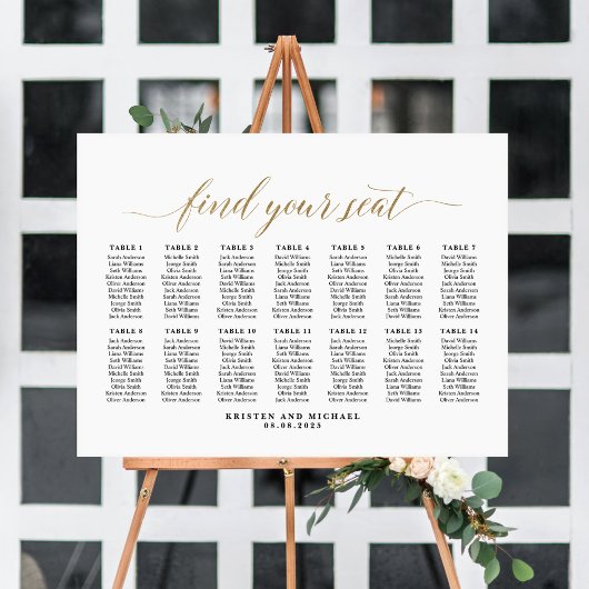 Poster 14 Tables Classy Trouvez Votre Siège Graphique