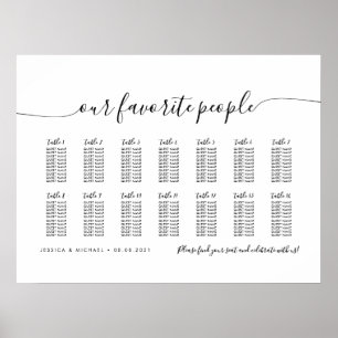 Poster 14 Tables Moderne Plan de table de nos personnes p