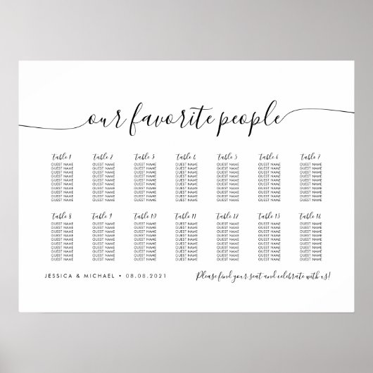 Poster 14 Tables Moderne Plan de table de nos personnes p (Devant)
