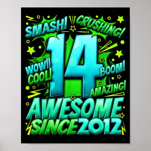 Poster 14 Year Old For Boys 14th Birthday Boy 14 Year Old (Devant)