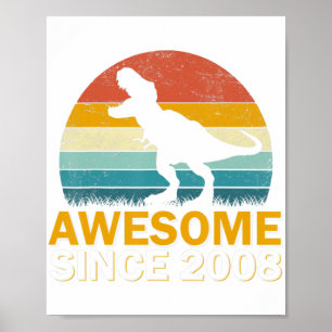 Poster 14e anniversaire Dinosaur 14 ans garçon Awesome pé