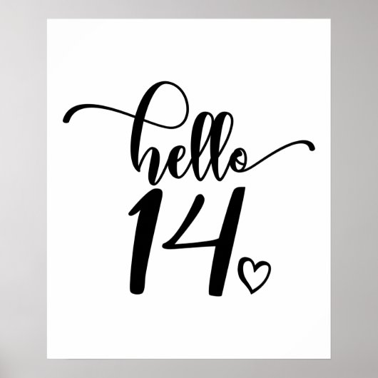 Poster 14e anniversaire Femmes Bonjour 14 mignonne 14 ans (Devant)