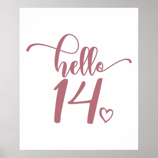 Poster 14e anniversaire Femmes Bonjour 14 mignonne 14 ans (Devant)