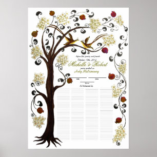 Poster 150 guests - Ivory Tree of Life Quaker 28"x20"