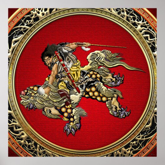 Poster [150] Hokusai - Shoki Riding Shishi Lion (Devant)