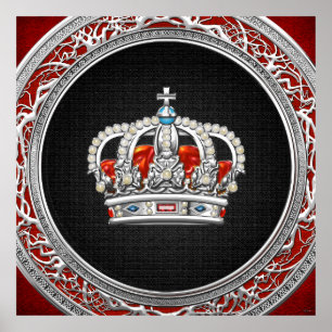 Poster [150] Prince-Princesse King-Queen Crown [Argent]