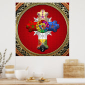 Poster [150] Rosy Cross (Croix Rose) sur Red & Gold (Cuisine)