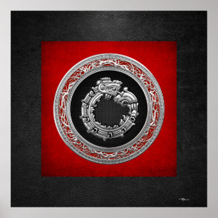Poster [150] Serpent Dieu Quetzalcoatl [Argent]