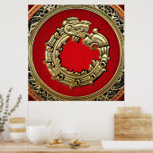 Poster [150] Serpent Dieu Quetzalcoatl [Or] (Cuisine)