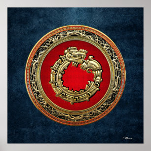 Poster [150] Serpent Dieu Quetzalcoatl [Or]