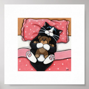 Poster 15.24x15.24cm   Whimsical Cat Art   Chat avec Tedd