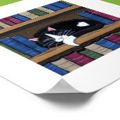 Poster 15.24x15.24cm | Whimsical Cat Art | Chat de livre  (Coin)