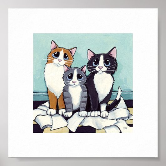 Poster 15.24x15.24cm | Whimsical Cat Art | Naughty Kitten (Devant)