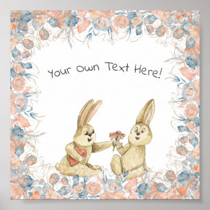 Poster (15,2 x 15,2 cm) - Double Rabbits