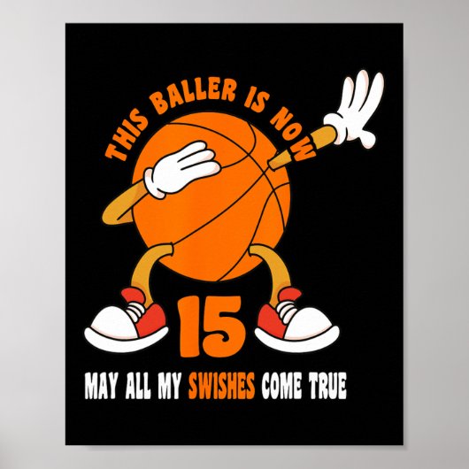 Poster 15 ans Joyeux 15e anniversaire Basketball 15e Bi (Devant)