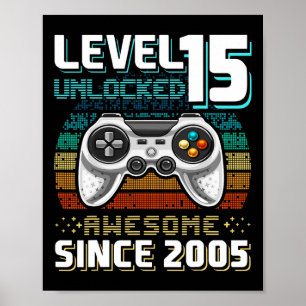 Poster 15 Déverrouillé Awesome 2005 jeu vidéo 15e anniver