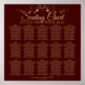 Poster 15 Table Gold & Auburn Brown Mariage Seating Chart (Devant)