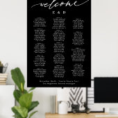 Poster 15 table Noir Calligraphie Mariage Bienvenue Siège (Bureau à domicile)