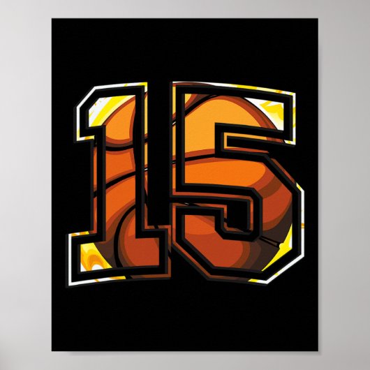 Poster 15e anniversaire de basket-ball cadeau pour le jou (Devant)
