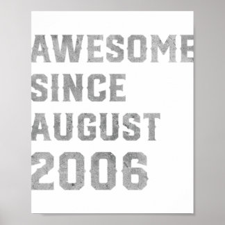Poster 15e Birthday Awesome Since Août 2006 15 Year Ol