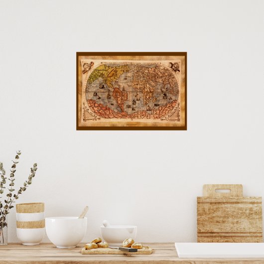 Poster 15th Century Old World Map Art (Cuisine)