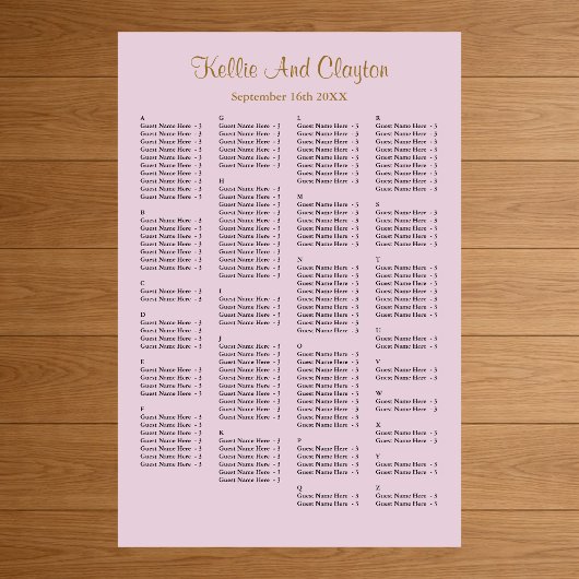 Poster 160 Plat de Mariage simple violet