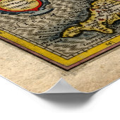 Poster 1610 Carte de Cornwall, Devon, Somerset, etc... (Coin)