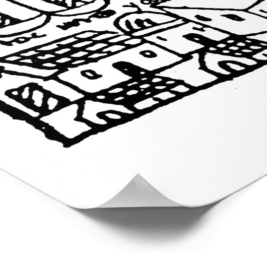 Poster 1616 Dessin de Cusco, Pérou (Coin)