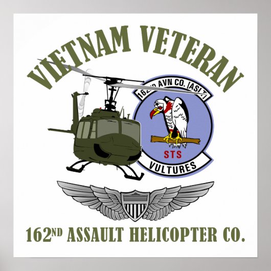 Poster 162e AHC avec ailes et hélicoptère UH-1 (Devant)