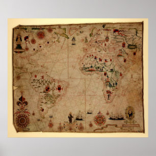 Poster 1633 diagramme de Portolan d'océan d'Atantic -
