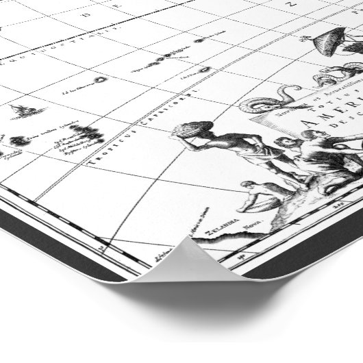 Poster 1671 Carte Totius Americae Description (Coin)