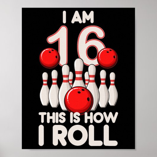 Poster 16 ans Old Bowling Party 16e anniversaire est comm (Devant)
